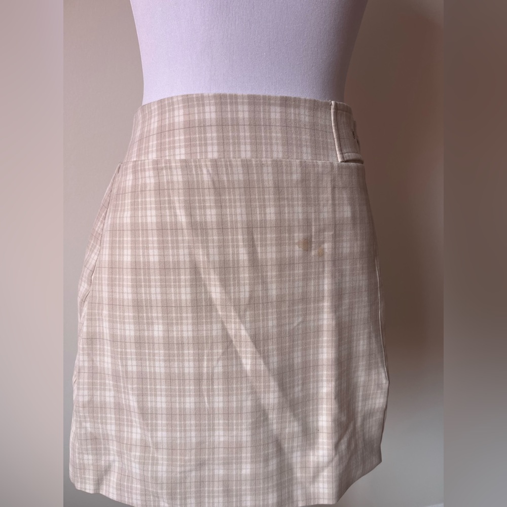F21 Creme Plaid Skirt